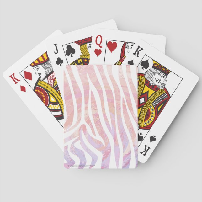 Jeu De Cartes Impression rose et blanc Zebra (dos)
