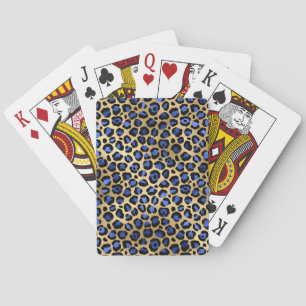 Jeu De Cartes Impression taches de léopard glamour or et bleu de