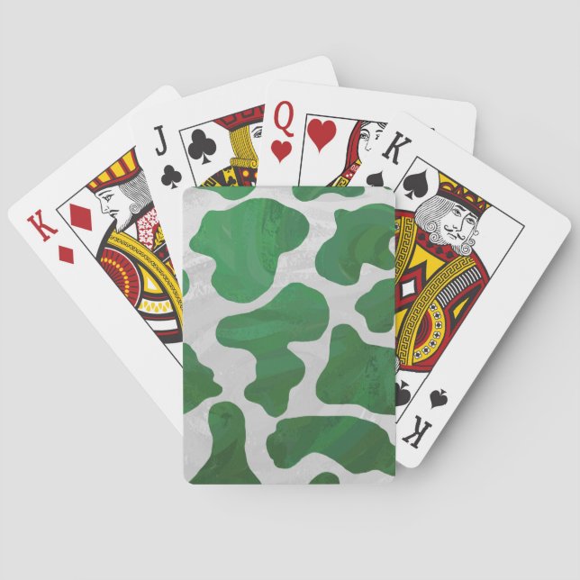 Jeu De Cartes Impression verte et blanche de vache (dos)