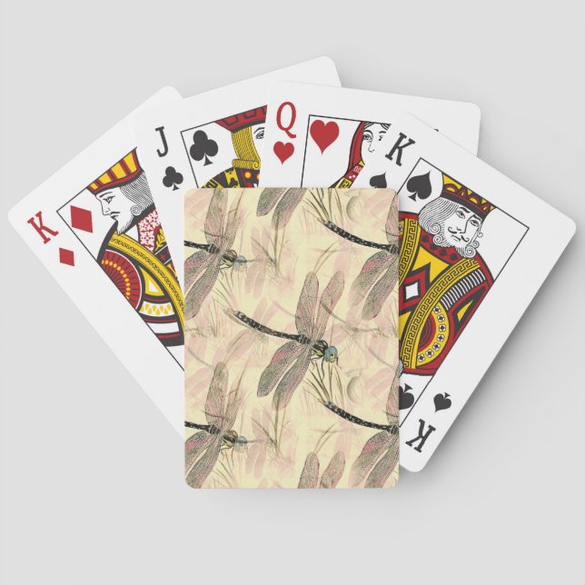 Jeu De Cartes Impression vintage de libellule  (dos)
