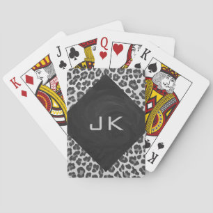 Jeu De Cartes Imprimé léopard noir et blanc monogramme