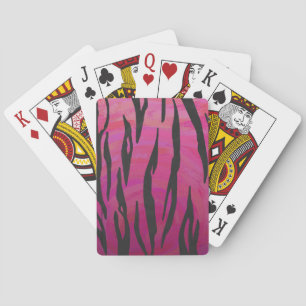 Jeu De Cartes Imprimé Tigre Rose Chaud et Noir