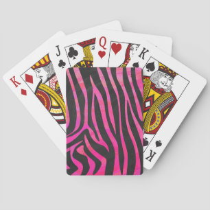 Jeu De Cartes Imprimé Zèbre Noir et Rose Fushia