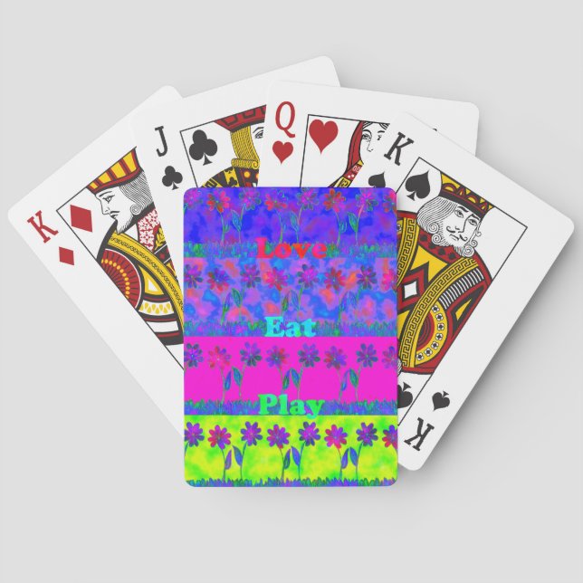 Jeu De Cartes Imprimer Art Motivational Vibrant "Eat Love & Play (dos)