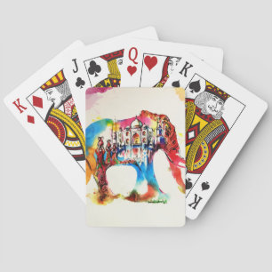Jeu De Cartes Inde Elephant Vintage voyage Love Aquarelle