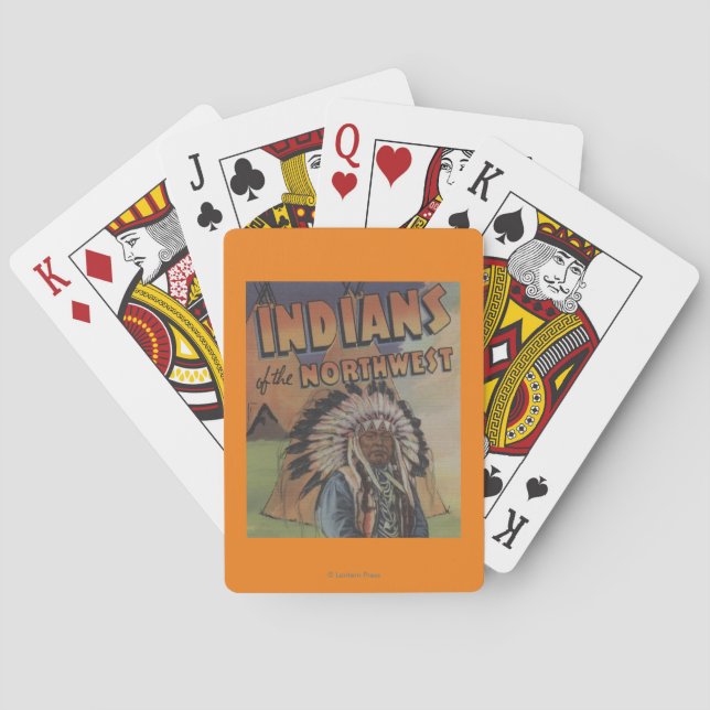 Jeu De Cartes Indiens du nord-ouest - chef indien et Teepee (dos)