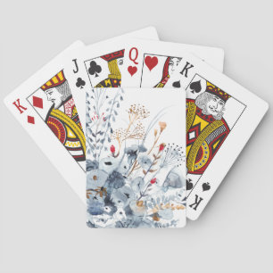 Jeu De Cartes Indigo et ocre - fleurs d'aquarelle