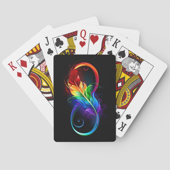 Jeu De Cartes Infinity Symbol with Rainbow Feather (dos)