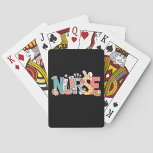 Jeu De Cartes Infirmière de Pâques Stéthoscope Lapin Œufs