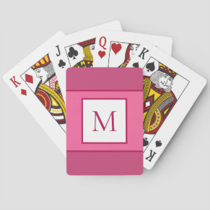 Jeu De Cartes Initiale de lettre personnalisée Moderne Rose Blan