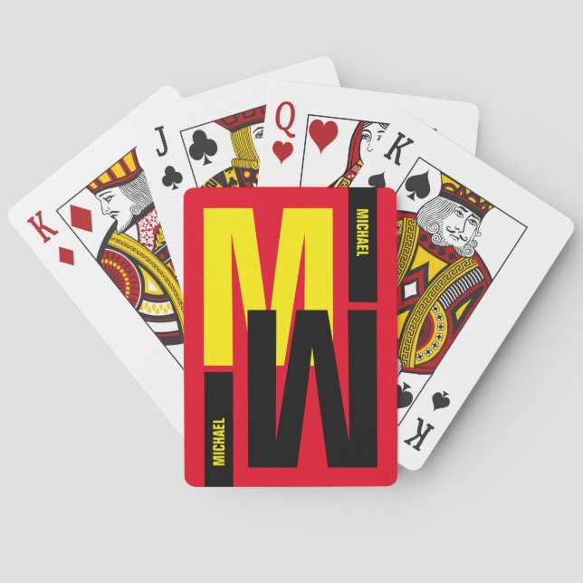 Jeu De Cartes initiale et nom du monogramme inversé (dos)