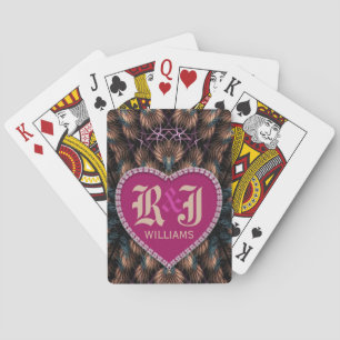 Jeu De Cartes Initiales de fantaisie fractales Cœur rose Personn