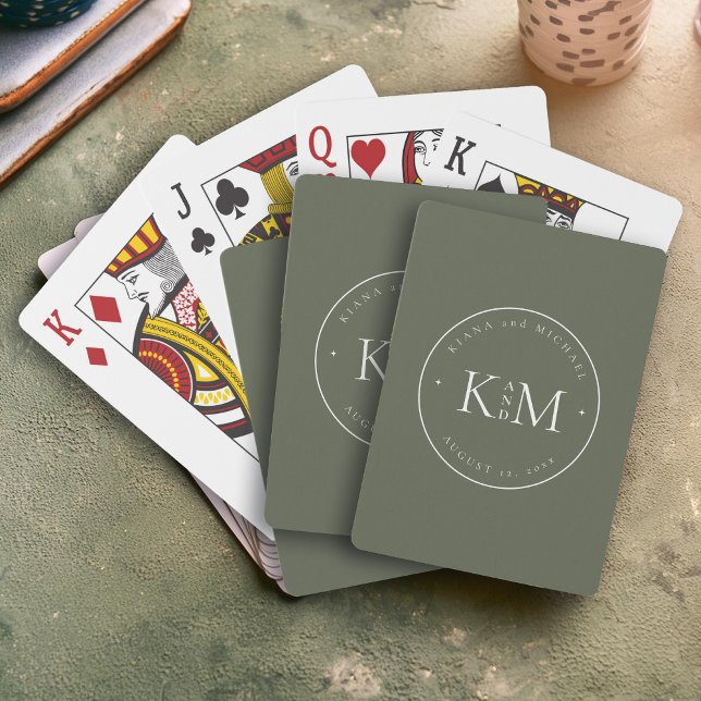 Jeu De Cartes Initiales de Mariage simple à chic Nature Moss ID1 (Créateur téléchargé)