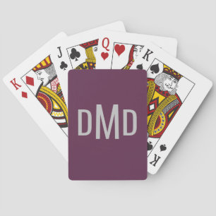 Jeu De Cartes Initiales de Monogramme d'argent modifiable modern