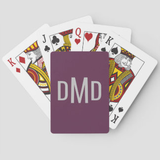 Jeu De Cartes Initiales de Monogramme d'argent modifiable modern