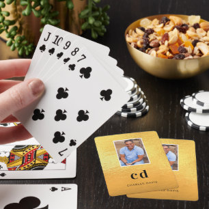 Jeu De Cartes Initiales de monogramme de photo en or nom