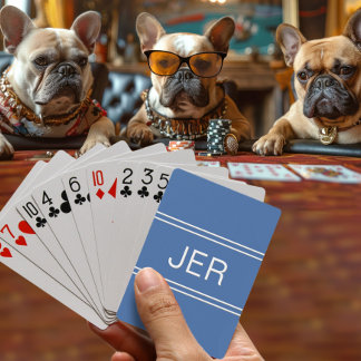 Jeu De Cartes Initiales de monogramme personnalisées bleues