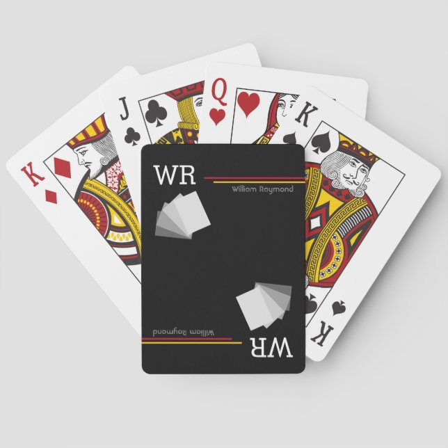 Jeu De Cartes initiales de nom personnalisées noir (dos)