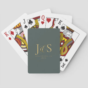 Jeu De Cartes Initiales Mariage Elegance Simple ID1022 vert