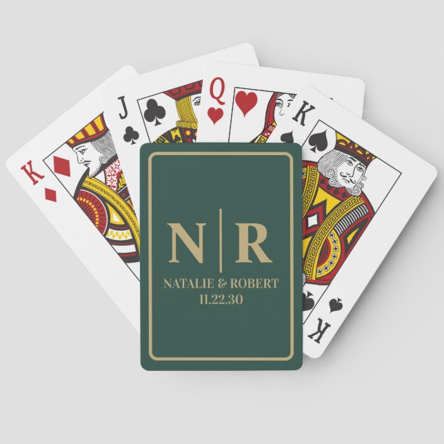 Jeu De Cartes Initiales mariage Monogramme Et Groom (dos)
