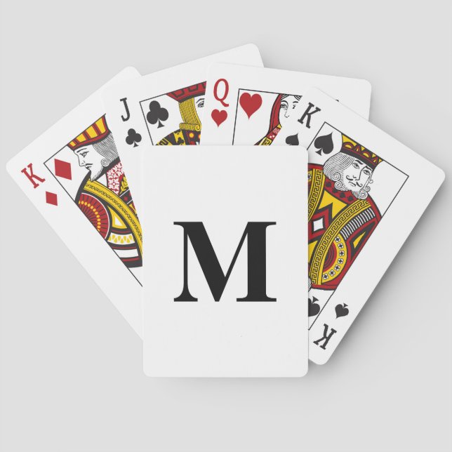 Jeu De Cartes Initiales Monogramme Cadeau Personnalisé Nom Noir  (dos)