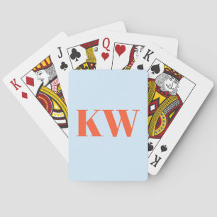 Jeu De Cartes Initiales Monogramme Moderne Bleu Orange Personnal