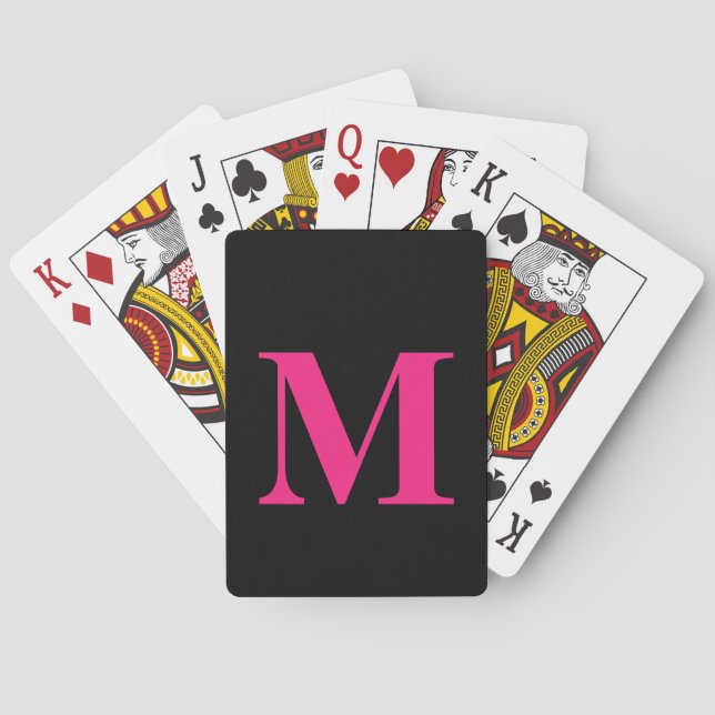 Jeu De Cartes Initiales monogrammes Rose Black Girly Cadeau Favo (dos)