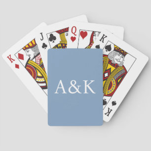 Jeu De Cartes Initiales personnalisées sur un mariage Bleu Ardoi