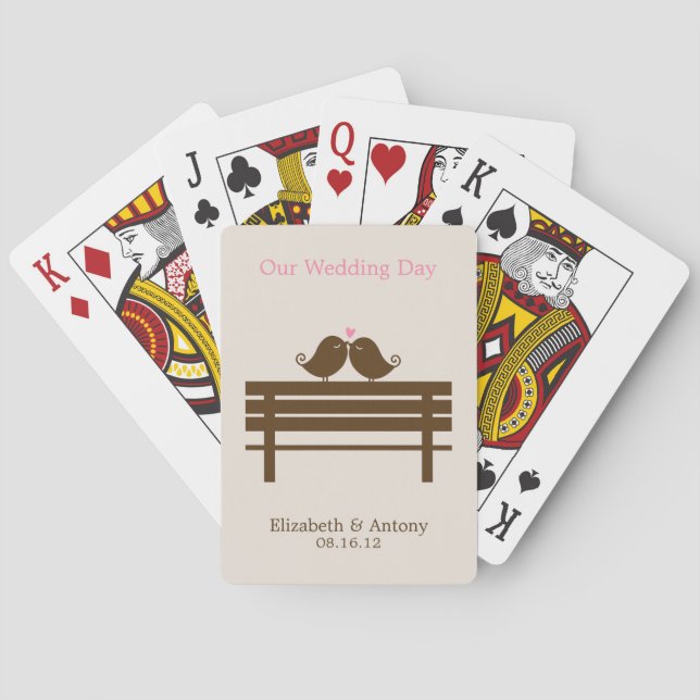 Jeu De Cartes Inséparables roses sur Park Bench (dos)