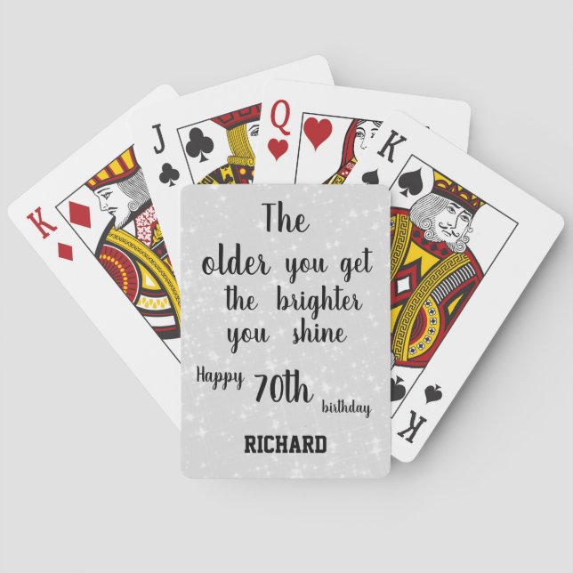 Jeu De Cartes Inspirationnel 70e anniversaire personnalisé (dos)