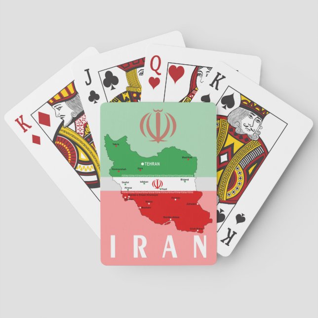 Jeu De Cartes Iran Map with Flag and Emblem (dos)