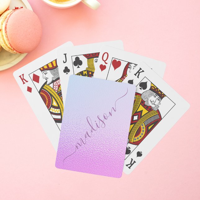Jeu De Cartes Iridescente Girly rose Shimmer Nom personnalisé (Créateur téléchargé)