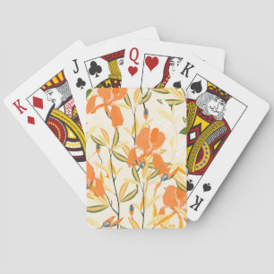 Jeu De Cartes Iris orange : motif floral transparent