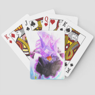 Jeu De Cartes Iris Pourpre Fleur Aquarelle Florale Anniversaire