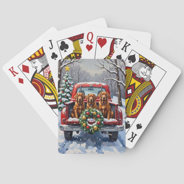 Jeu De Cartes Irish Red Setter Christmas Red Truck Holiday (dos)