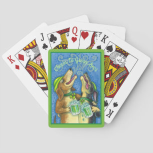JEU DE CARTES IRLANDAIS HOUND CHIENS, ST. PATRICK'S DAY GREEN BE