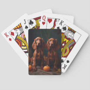 Jeu De Cartes Irlandais Red Setter Chiot Automne Citrouille de p