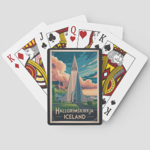Jeu De Cartes Islande Hallgrimskirkja Illustration Voyage Art