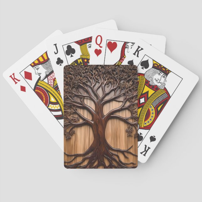 Jeu De Cartes Jacaranda Tree Bois de la sculpture, (dos)