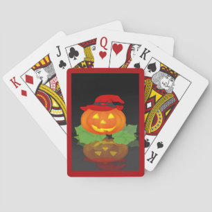 Jeu De Cartes Jack-o'-lantern et sa réflexion -