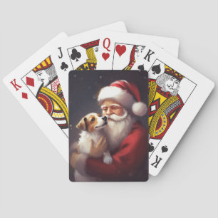 Jeu De Cartes Jack Russell avec le Père Noël Noël Festif