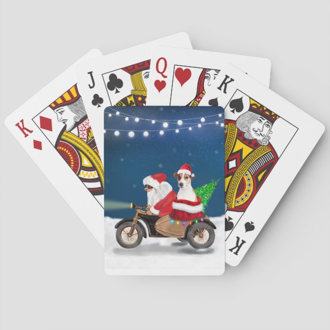 Jeu De Cartes Jack Russell Chien Noël Père Noël (dos)