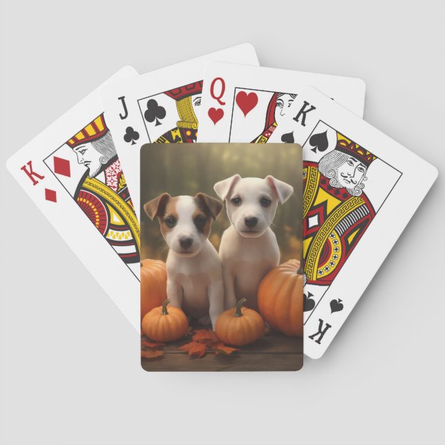 Jeu De Cartes Jack Russell Puppy Automne Citrouille de plaisir (dos)