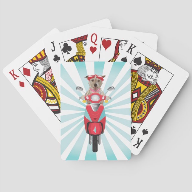 Jeu De Cartes Jack Russell Terrier sur Red Moped (dos)