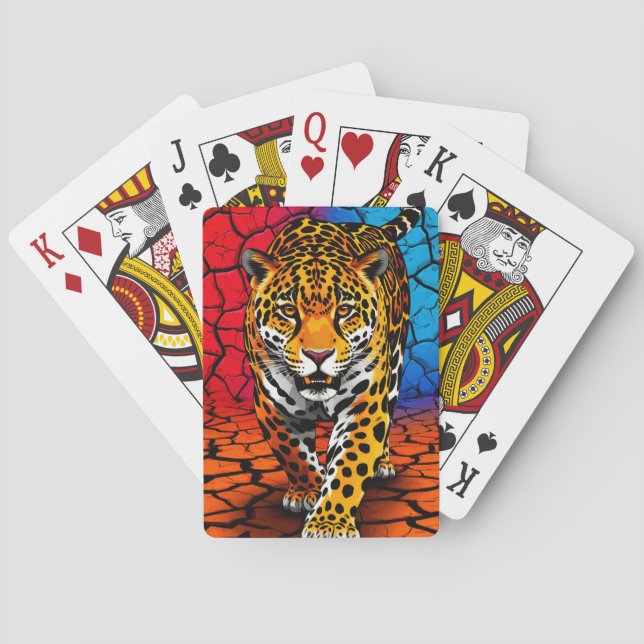 Jeu De Cartes Jaguar sur fond de terre fissurée (dos)