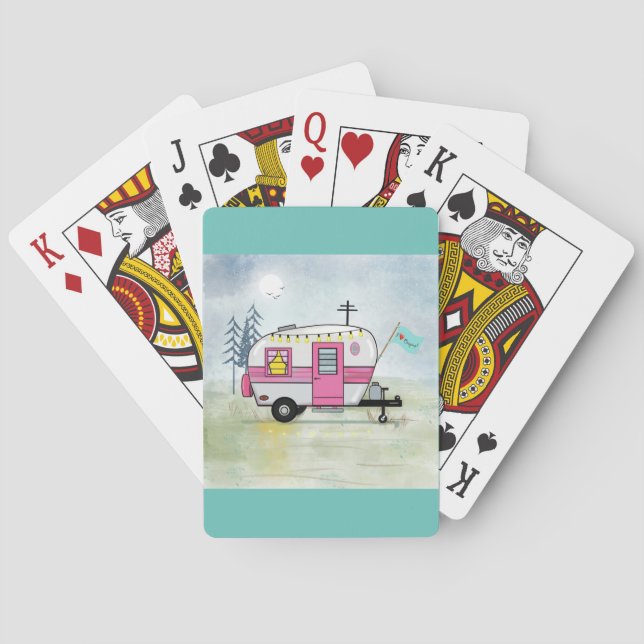 Jeu De Cartes J'Aime Camping Pink Trailer Jouer Cartes (dos)