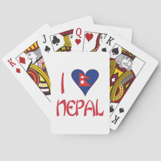 Jeu De Cartes J'aime (Drapeau Népalais en forme de cœur) Népal