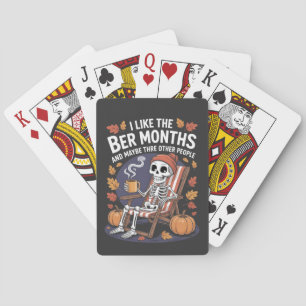 Jeu De Cartes J'aime les mois Ber Funny Skeleton Éffrayant Xmas