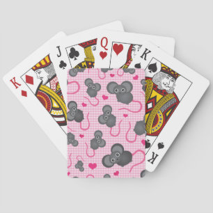 Jeu De Cartes J'aime mon motif de souris dans le rose