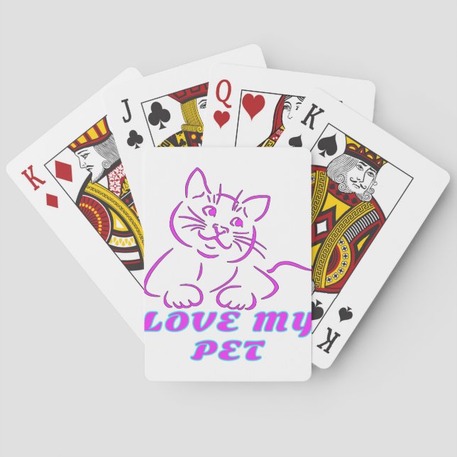 JEU DE CARTES J'AIME MON PETIT CHAT ROSE (dos)
